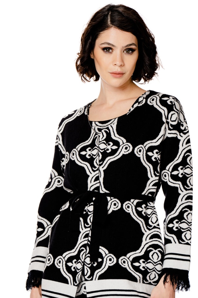 NOSECRETS CARDIGAN JACQUARD 233NS075CARDIGAN-LIQUIRIZIA_LATTE - A/I 23